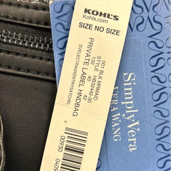 NWT Simply Vera Vera Wang Entry Satchel Black Mermaid - Picture 8 of 13